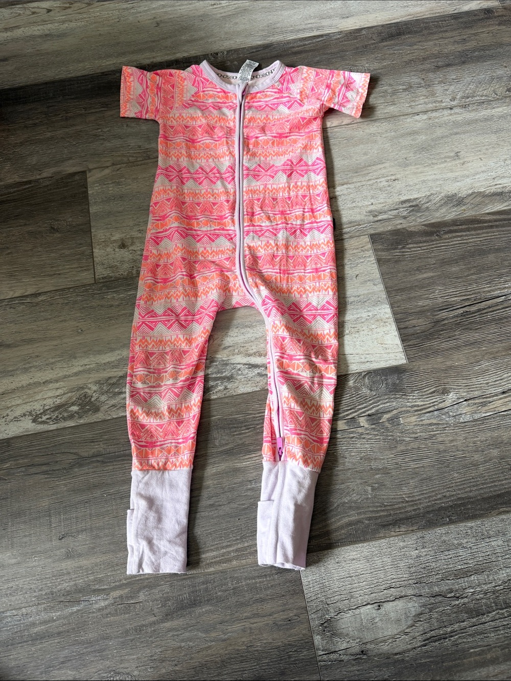Bonds Girls' Pink Patterned One-Piece Pajamas - Soft Zip Front